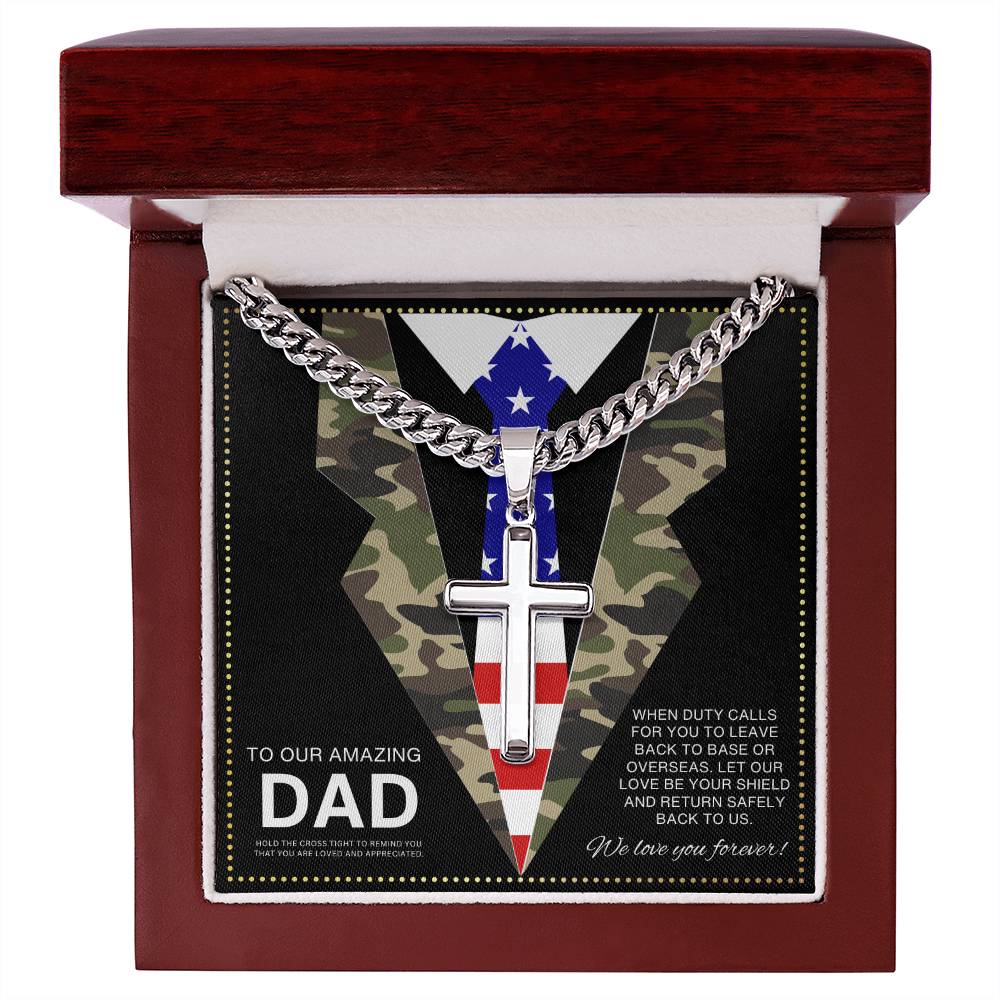 JGF Jewelry Gifts Dad Marine Corps Necklace USMC Necklace American Flag Cross Necklace