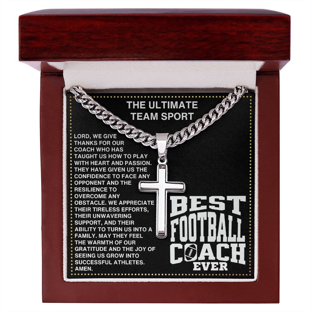 JGF Jewelry Gifts for Family Coach Cross Football Necklace