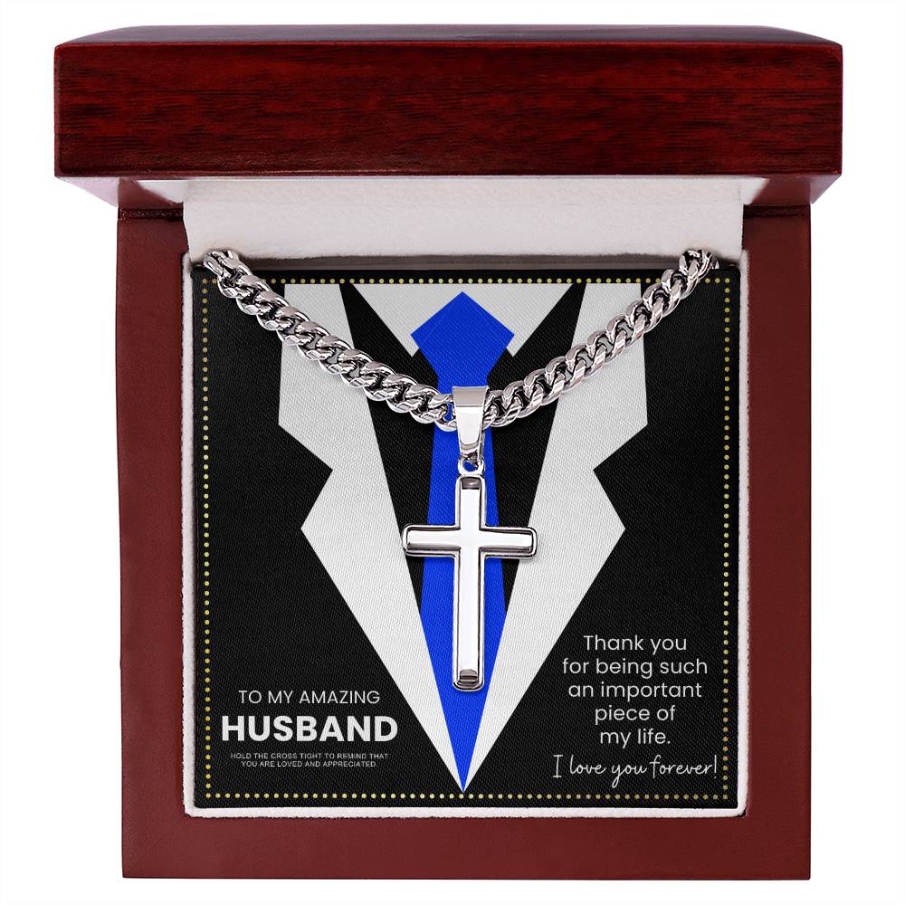 JGF Jewelry Gifts for Family 4th Anniversary Cross Necklace For Men Silver Presents For Husband