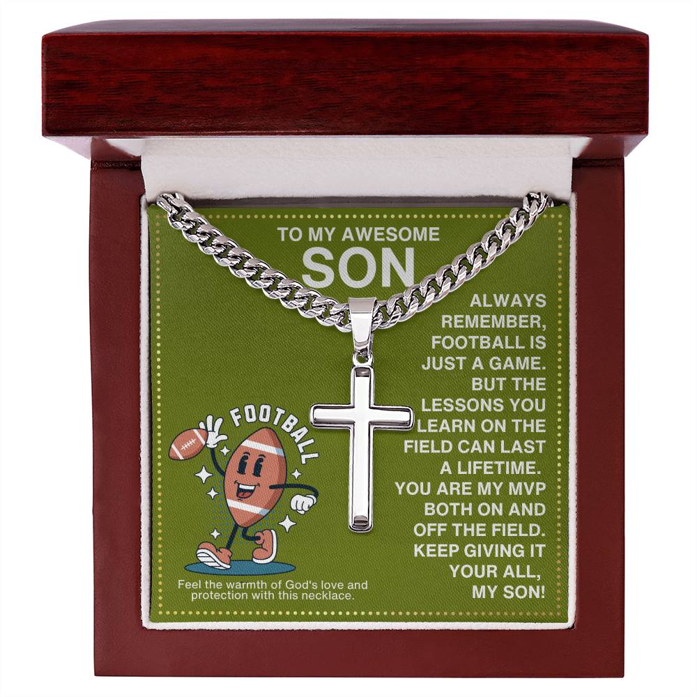 JGF Jewelry Gifts for Family Football Cross Necklace For Boys