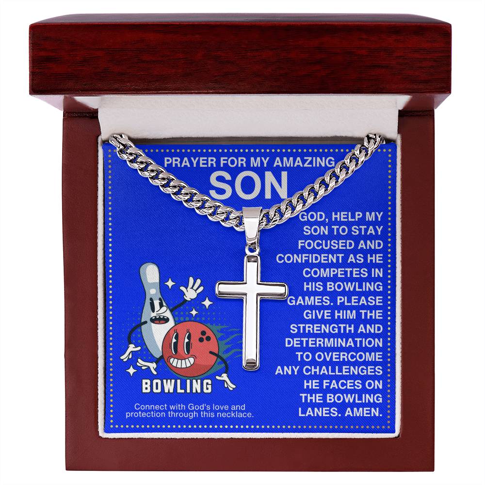 JGF Jewelry Gifts for Family Boys Bowling Cross Necklace