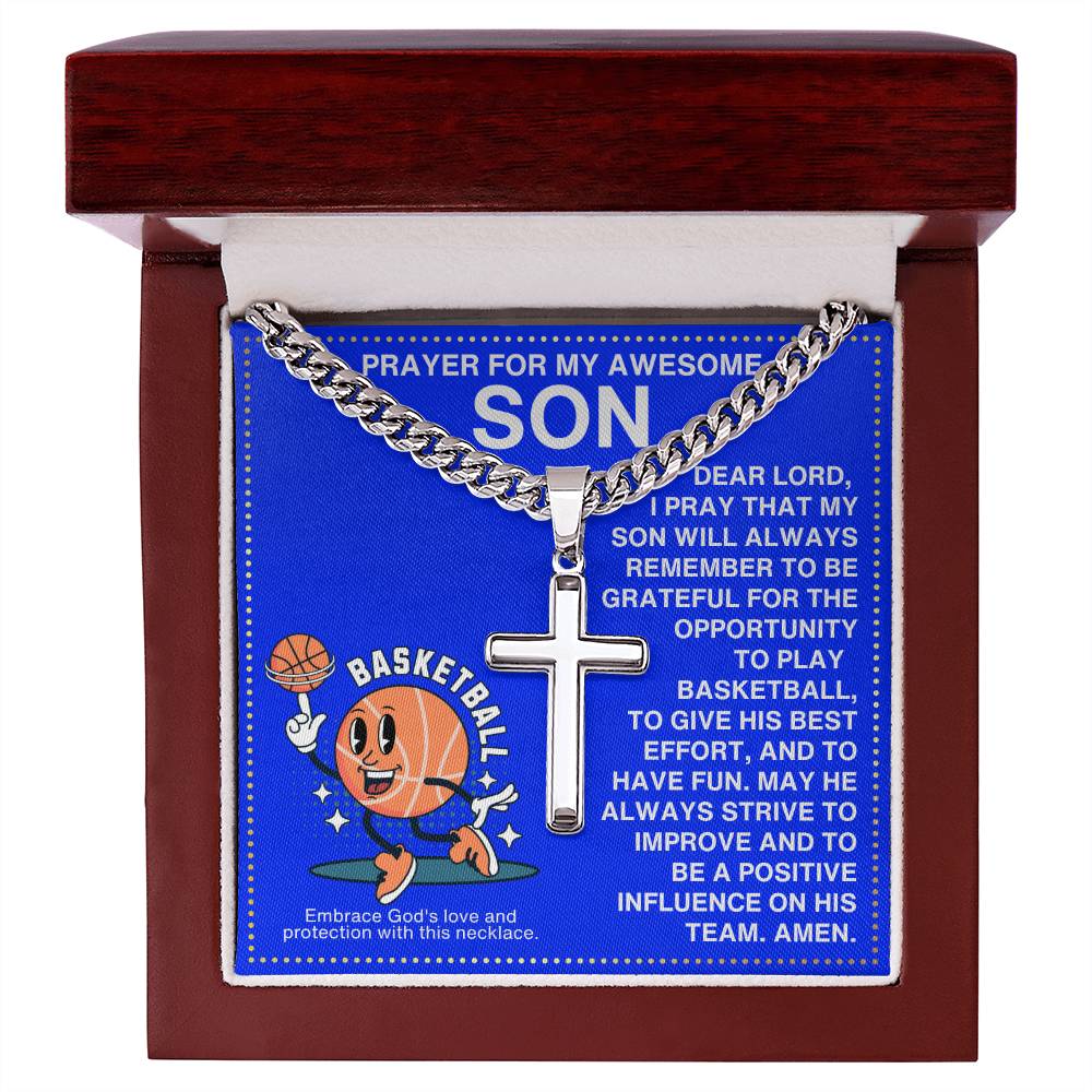 JGF Jewelry Gifts for Family Basketball Cross Necklace For Boys