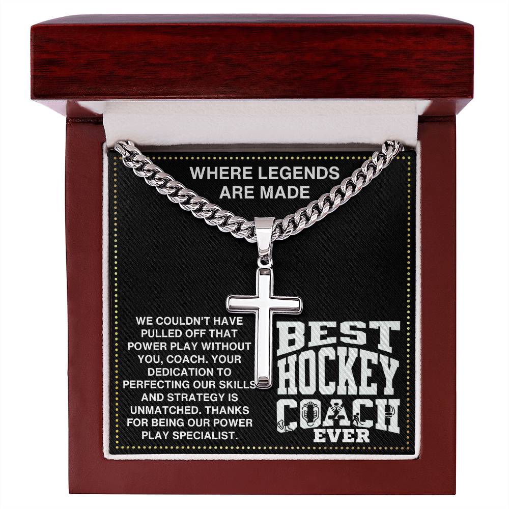 JGF Jewelry Gifts for Family Cross Necklace For Assistant Hockey Coach