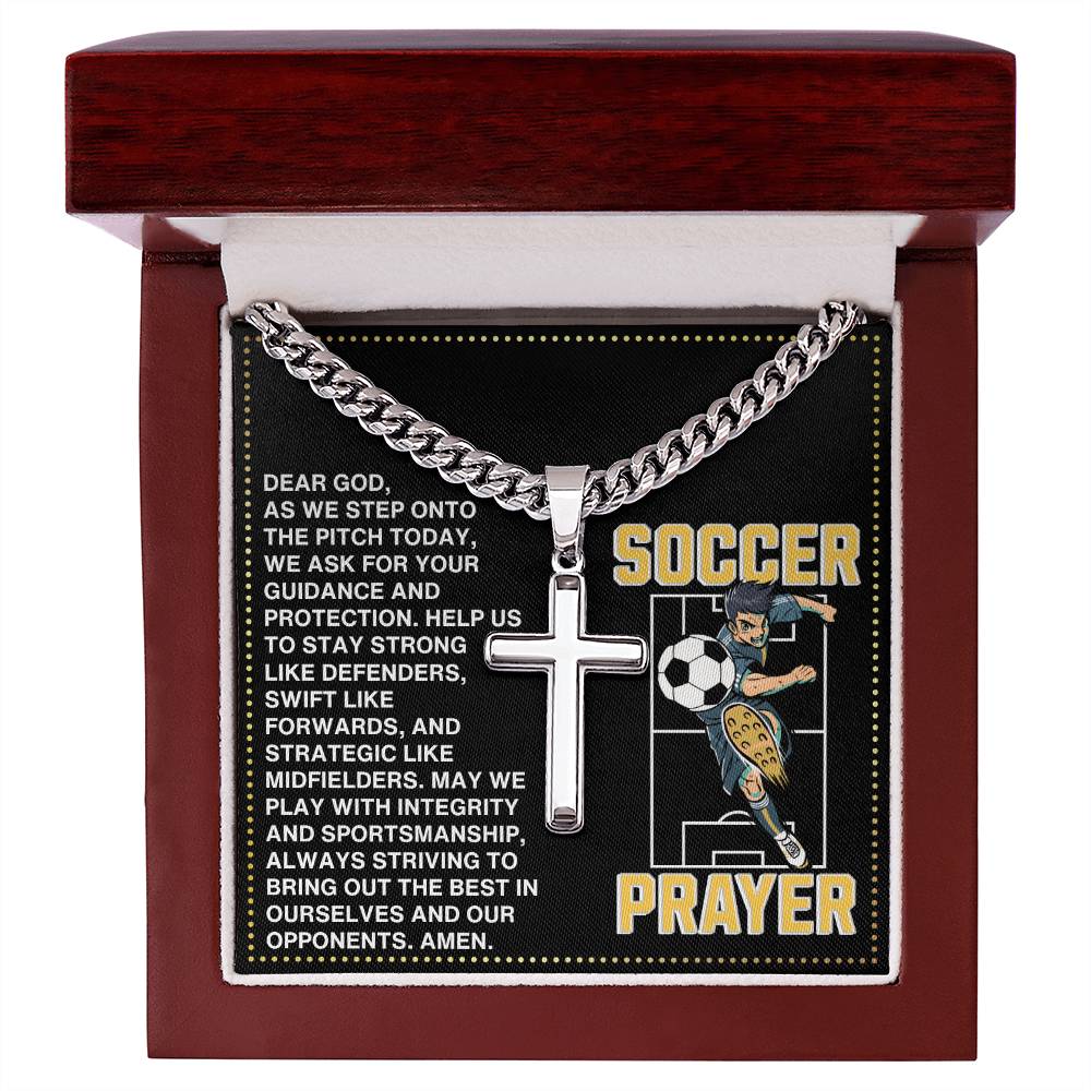 JGF Jewelry Gifts for Family Soccer Prayer Cross Necklace For Boys