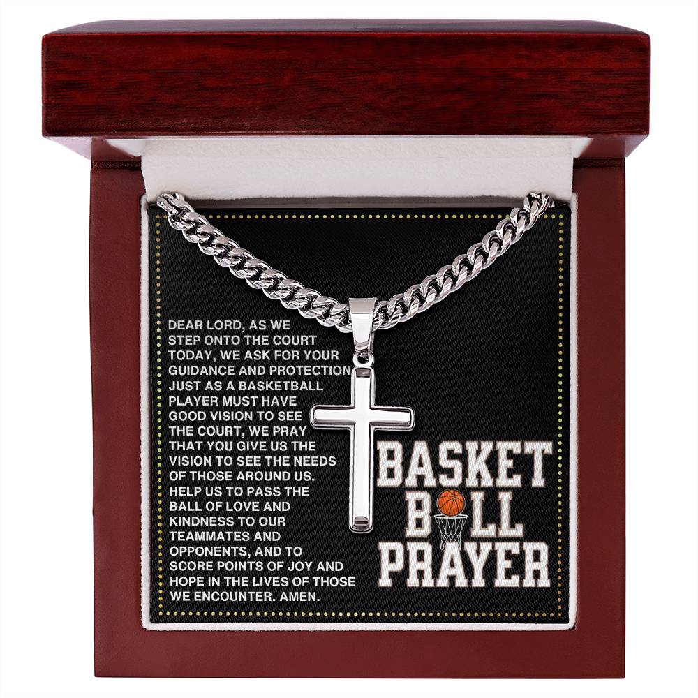 JGF Jewelry Gifts for Family Basketball Prayer Cross Necklace For Men