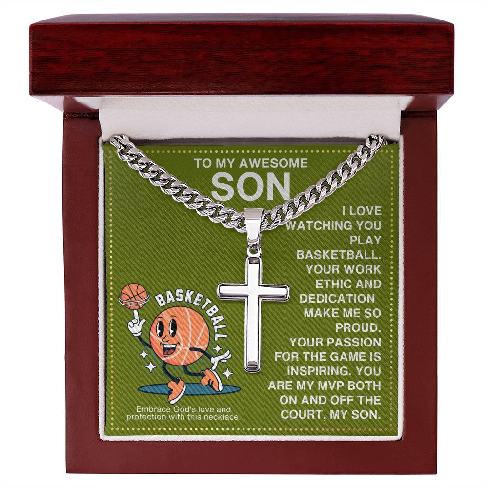 JGF Jewelry Gifts for Family Basketball Cross Necklace For Boys