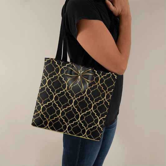 JGF Tote Bag Black Gold with Ribbon