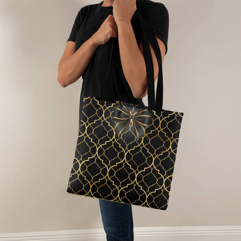 JGF Tote Bag Black Gold with Ribbon