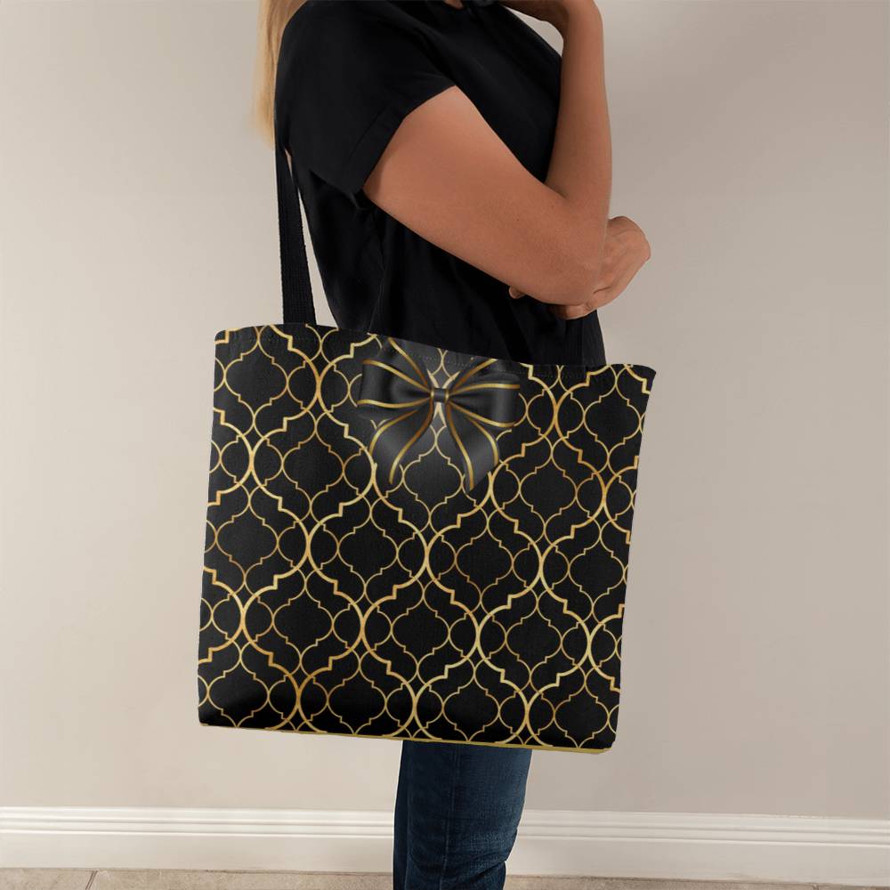 JGF Tote Bag Black Gold with Ribbon