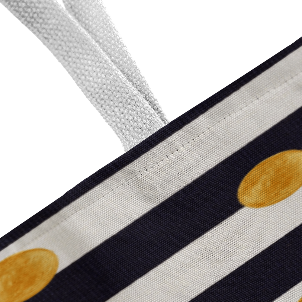 JGF Tote Bag Black and White Stripes with Gold Dots