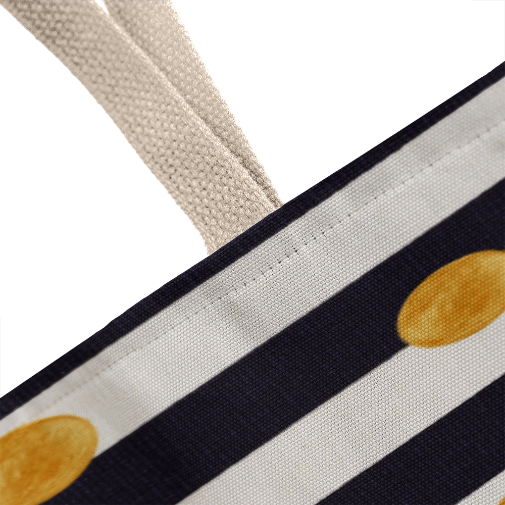 JGF Tote Bag Black and White Stripes with Gold Dots