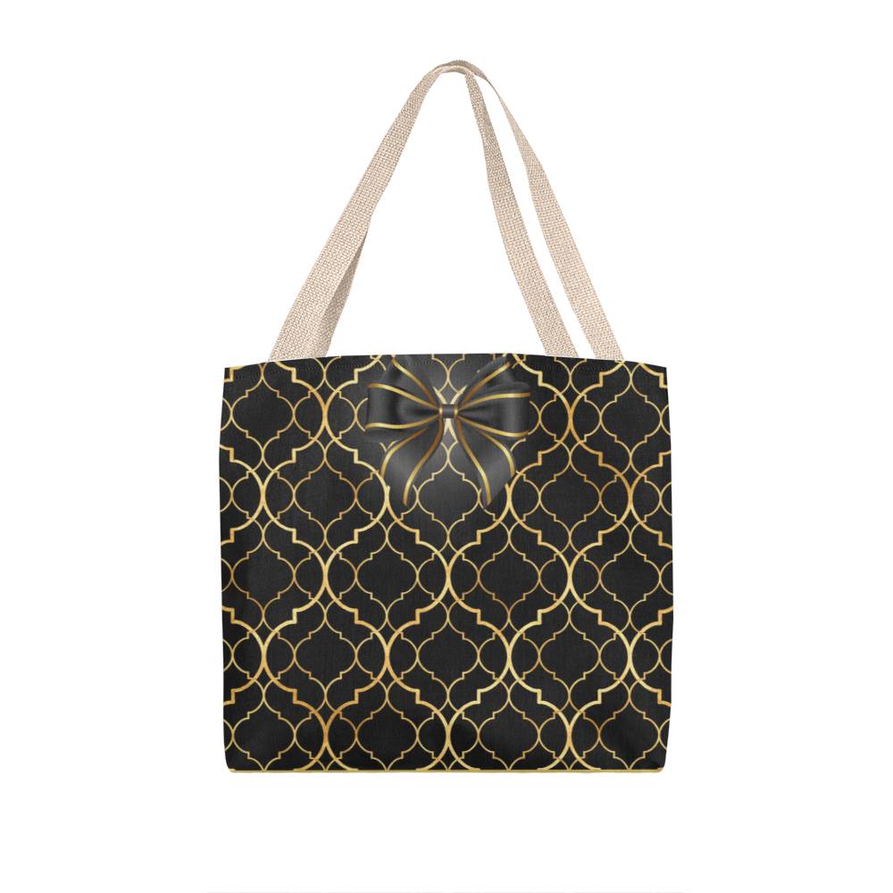 JGF Tote Bag Black Gold with Ribbon