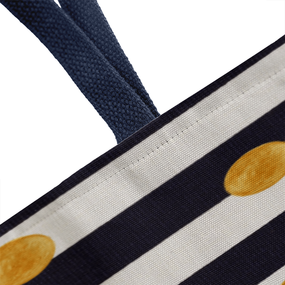 JGF Tote Bag Black and White Stripes with Gold Dots