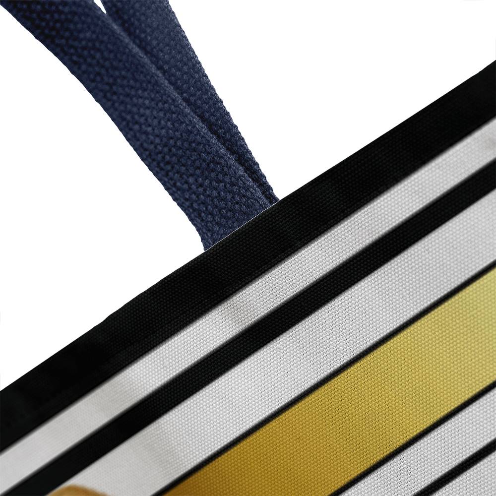 JGF Tote Bag Black and White Stripes with Gold Ribbon