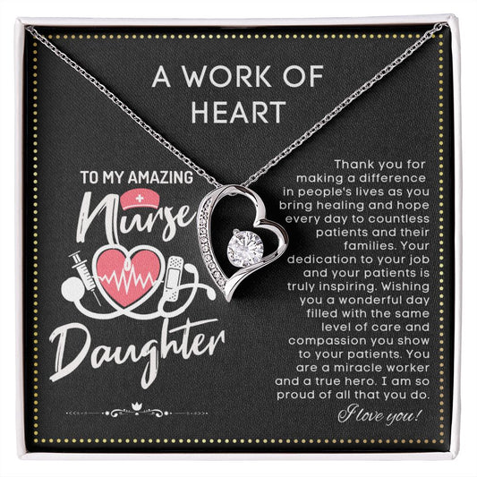 JGF Jewelry Gifts for Family | My Favorite Nurse Is My Daughter | Rn Nurse Graduation Gift For Daughter Necklace