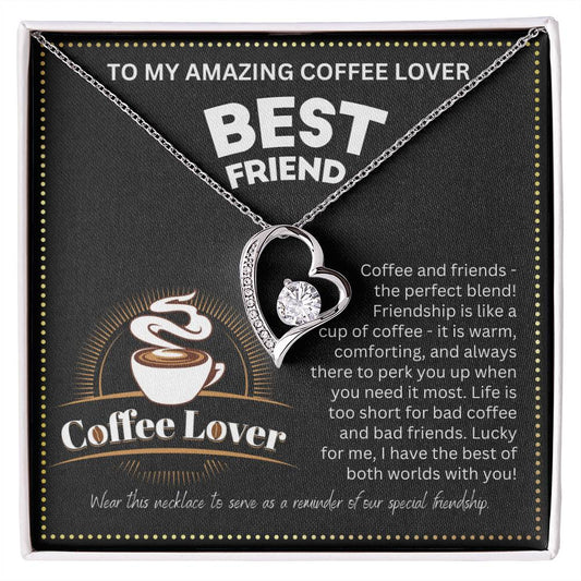 JGF Jewelry Gifts for Family Coffee Lover BFF Bestie Heart Necklace for Women