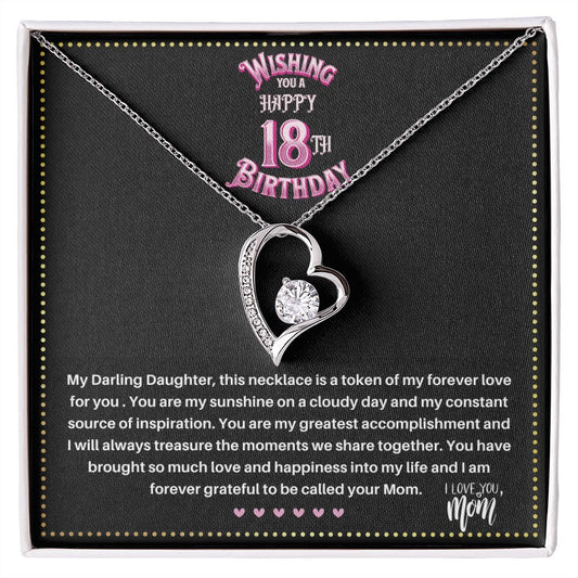 JGF Jewelry Gifts for Family | 18th Birthday Necklace Sterling Silver for my Daughter | Simple Classic Heart Shape Necklace