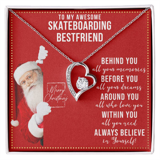 JGF Jewelry Gifts for Family To My BFF Heart Necklace Gift For Skateboarding Adult Female Friend