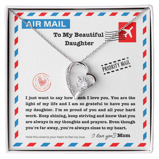 JGF Jewelry Gifts for Family | New Job Gift For Daughter | Sterling Silver Simple Classic Heart Shape Necklace with Cubic Zirconia Crystal