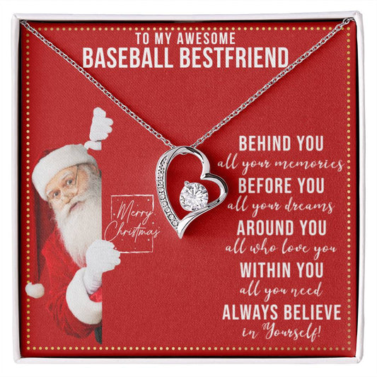 JGF Jewelry Gifts for Family Gift To My Bestie BFF Heart Necklace For Baseball Female Friend