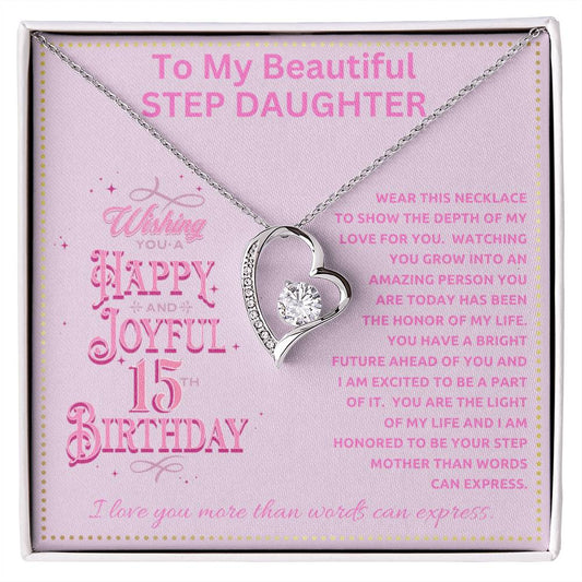 JGF Jewelry Gifts for Family To My Step Daughter  15th Birthday Gift Necklace