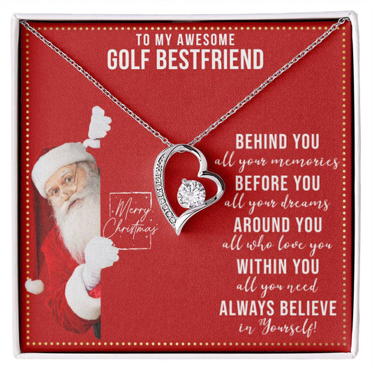 JGF Jewelry Gifts for Family To My BFF Bestie Heart Necklace For Golf Female Friend