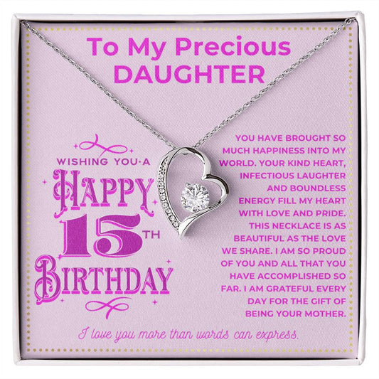 JGF Jewelry Gifts for Family Happy 15th Birthday To My Daughter Necklace