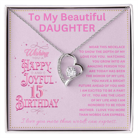 JGF Jewelry Gifts for Family Happy 15th Birthday My Daughter 15 Year Old