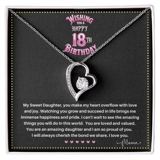 JGF Jewelry Gifts for Family | Gifts For 18th Birthday Daughter From Mom | Sterling Silver Heart Charm Necklace For Women