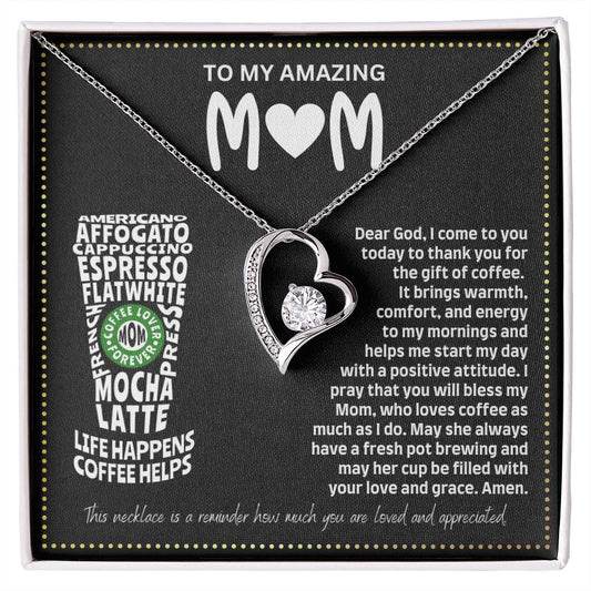 JGF Jewelry Gifts for Family I Love You Mom Heart Necklace for Coffee Lovers