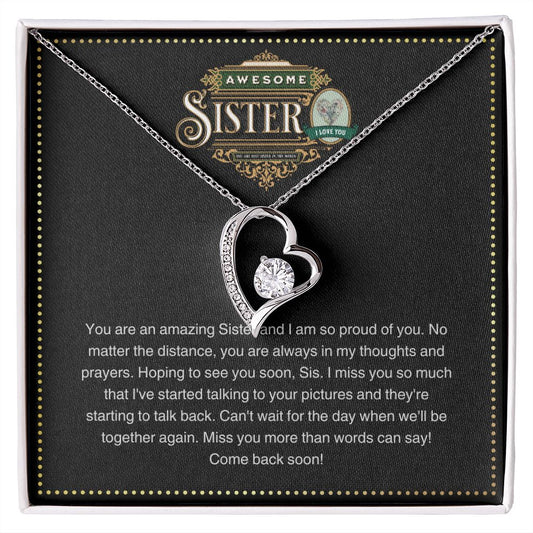 JGF Jewelry Gifts for Family | Elegant Sterling Silver CZ Pave Open Heart Charm Pendant Necklace Gift for Older Sister | Cubic Zirconia Sterling Silver