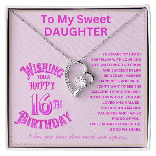 JGF Jewelry Gifts for Family Happy 16th Birthday Card To My Daughter Necklace