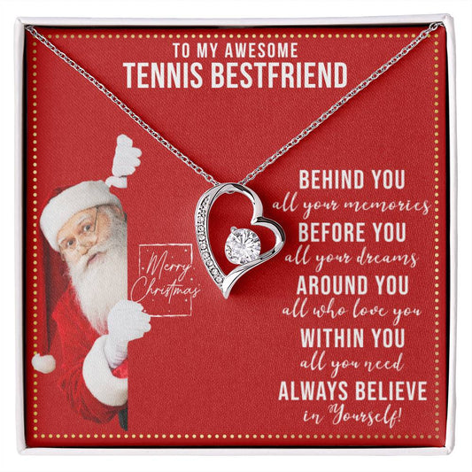 JGF Jewelry Gifts for Family To My BFF Bestie Heart Necklace For Tennis Female Friend