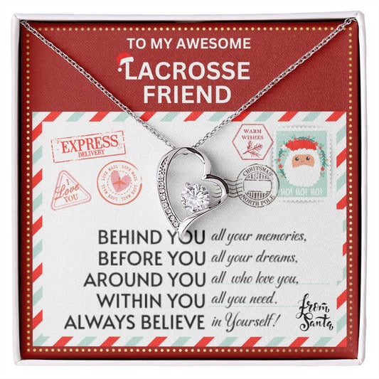 JGF Jewelry Gifts for Family Gift To My Bestie BFF Heart Necklace For Lacrosse Female Friend Long Distance