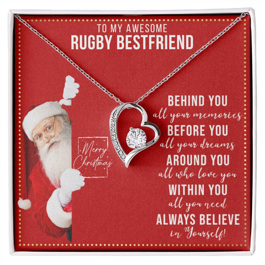 JGF Jewelry Gifts for Family To My BFF Bestie Heart Necklace Gift For Rugby Adult Female Friend