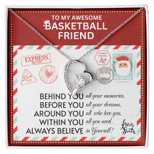 JGF Jewelry Gifts for Family Gift To My Bestie BFF Heart Necklace For Basketball Female Friend