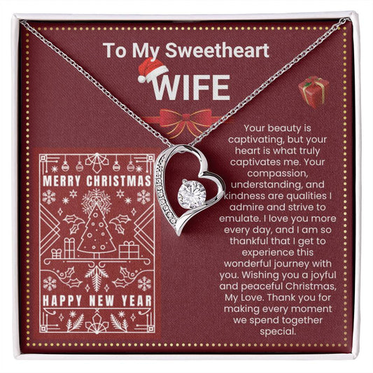 JGF Jewelry Gifts for Family Christmas Message Card For Wife Simple Silver Necklace For Women Heart