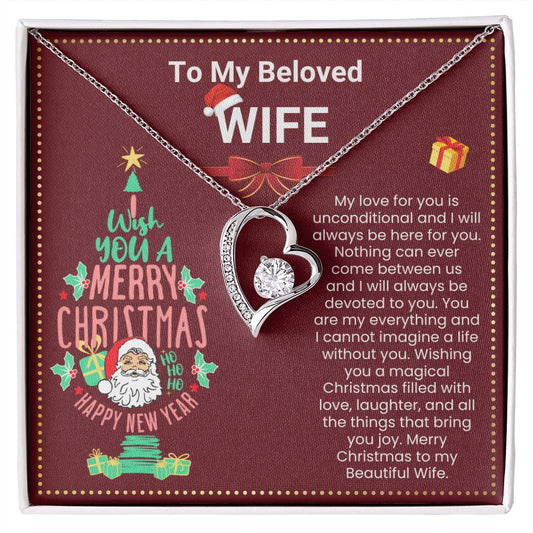 JGF Jewelry Gifts for Family Christmas Message Card For Wife One Heart Short Necklace