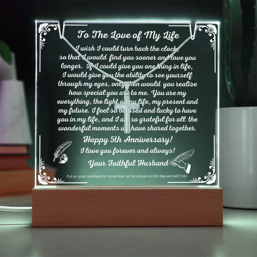 JGF Jewelry Gifts For Family To The Love Of My Life with Cross Necklace on Acrylic Plaque Sign