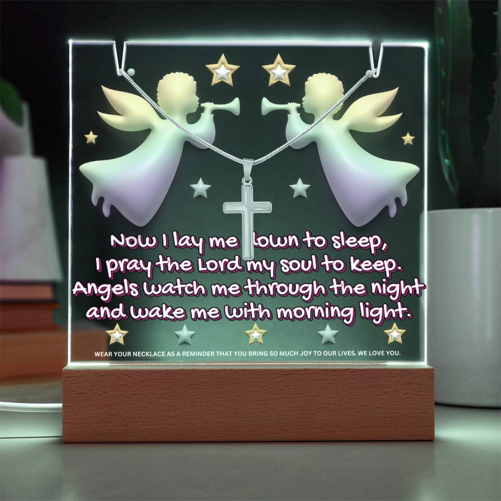 JGF Jewelry Gifts For Family Angels Kids For Bedroom Boys and Girls Multicolor Display Acrylic Plaque LED