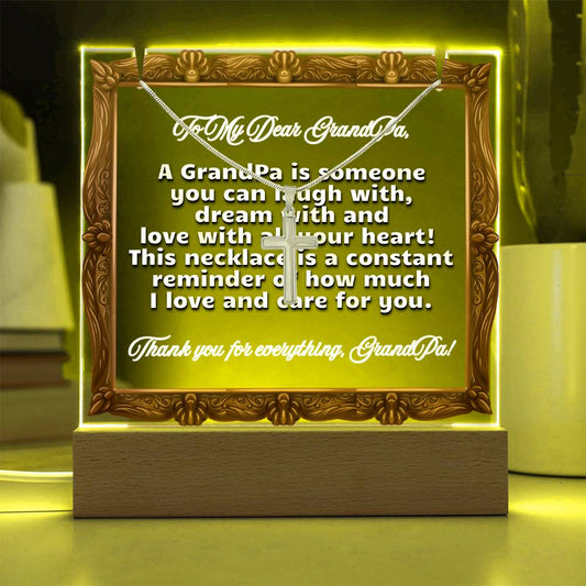 JGF Jewelry Gifts For Family Necklace and Acrylic To Grandpa Plaque Ever From Kids