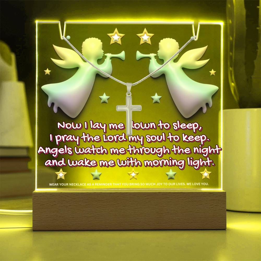 JGF Jewelry Gifts For Family Angels Kids For Bedroom Boys and Girls Multicolor Display Acrylic Plaque LED