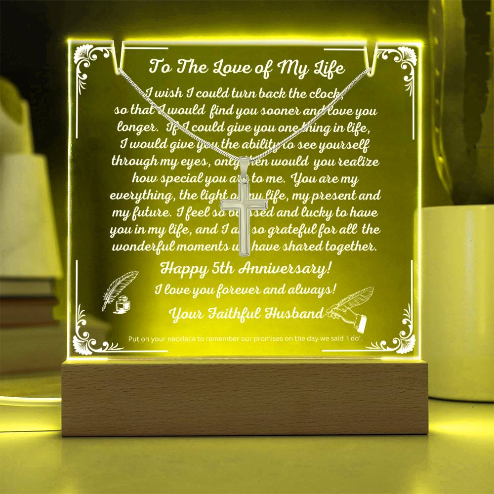 JGF Jewelry Gifts For Family To The Love Of My Life with Cross Necklace on Acrylic Plaque Sign