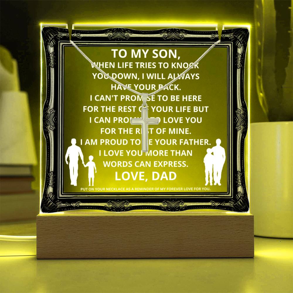 JGF Jewelry Gifts For Family To My Dear Son Plaque And Necklace Gifts From Dad For Men