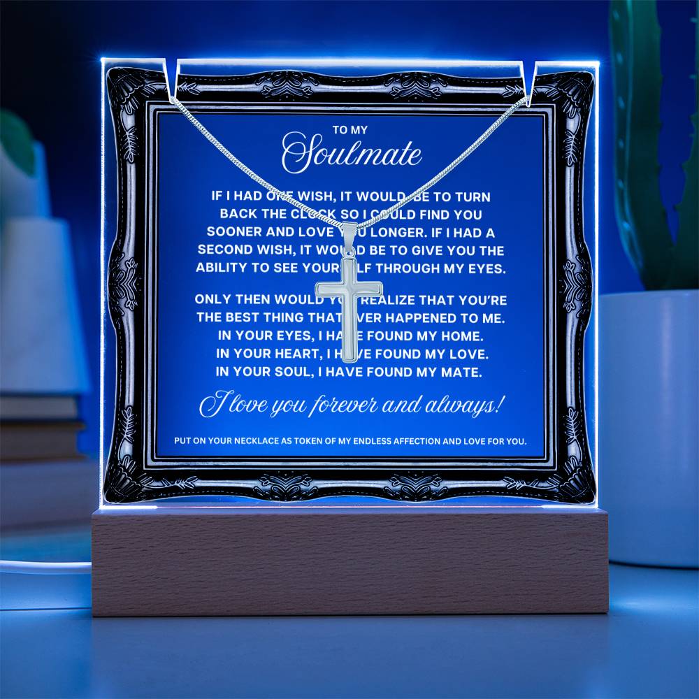 JGF Jewelry Gifts For Family To My Soulmate Necklace For Him Men And Acrylic Plaque