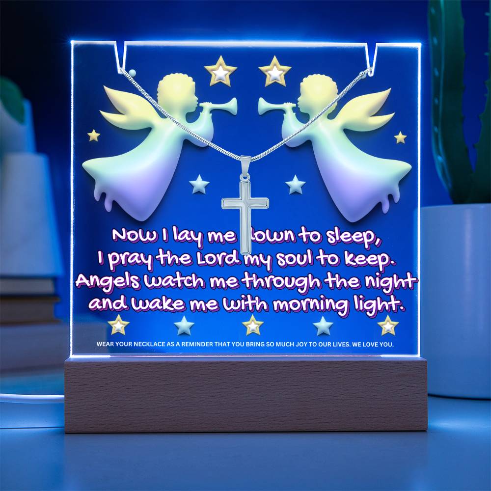 JGF Jewelry Gifts For Family Angels Kids For Bedroom Boys and Girls Multicolor Display Acrylic Plaque LED