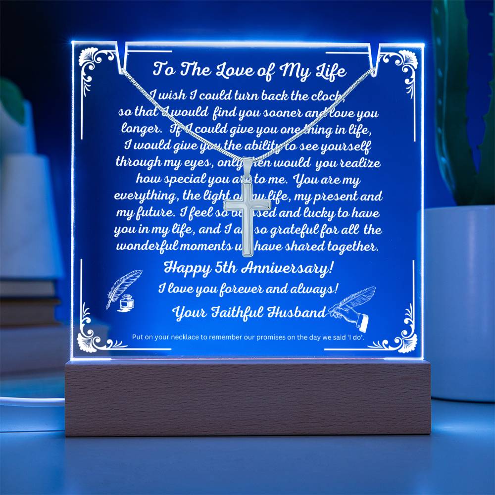 JGF Jewelry Gifts For Family To The Love Of My Life with Cross Necklace on Acrylic Plaque Sign