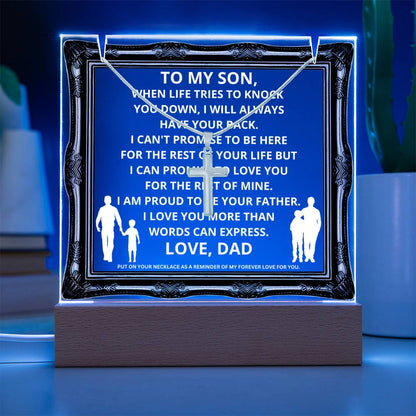 JGF Jewelry Gifts For Family To My Dear Son Plaque And Necklace Gifts From Dad For Men