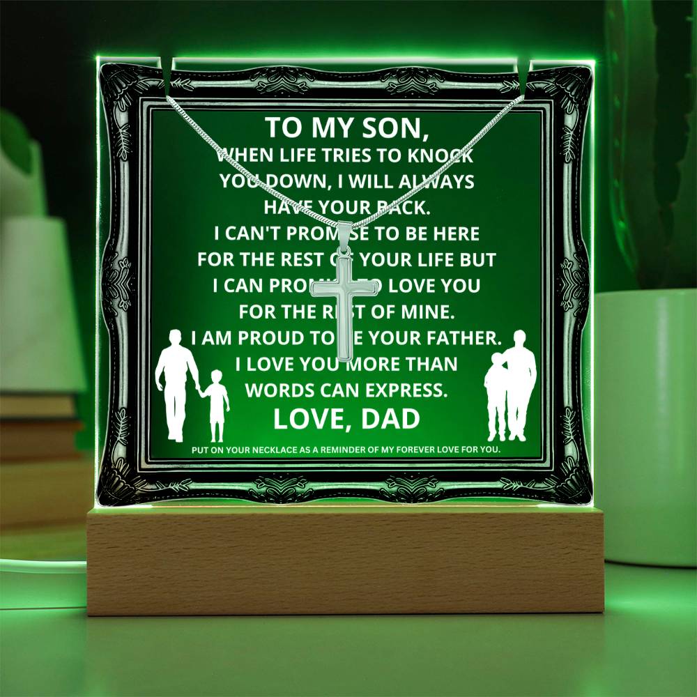 JGF Jewelry Gifts For Family To My Dear Son Plaque And Necklace Gifts From Dad For Men