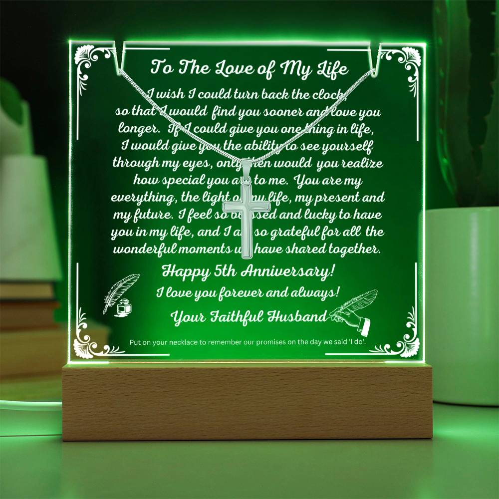 JGF Jewelry Gifts For Family To The Love Of My Life with Cross Necklace on Acrylic Plaque Sign